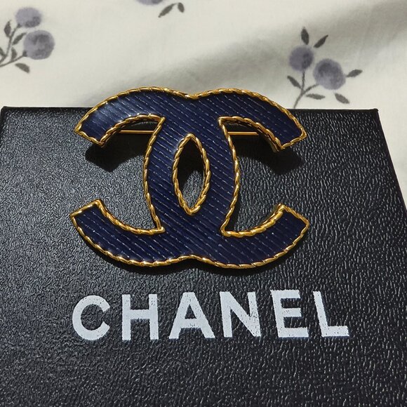 Chanel Blue And Gold Brooch - Picture 1 of 5